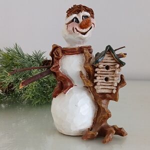 Folk Art Snowman Handmade Artist Signed Numbered 1998 B. Unique By Brenda